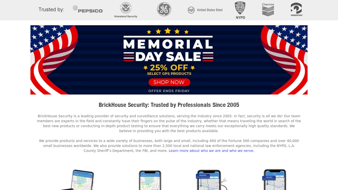 BrickHouse Security Landing page