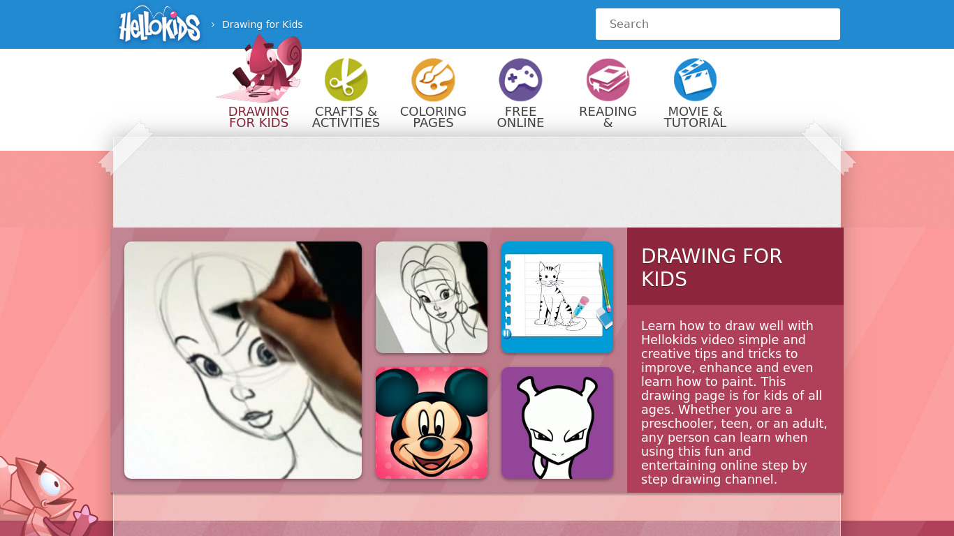 Drawing for kids Landing page