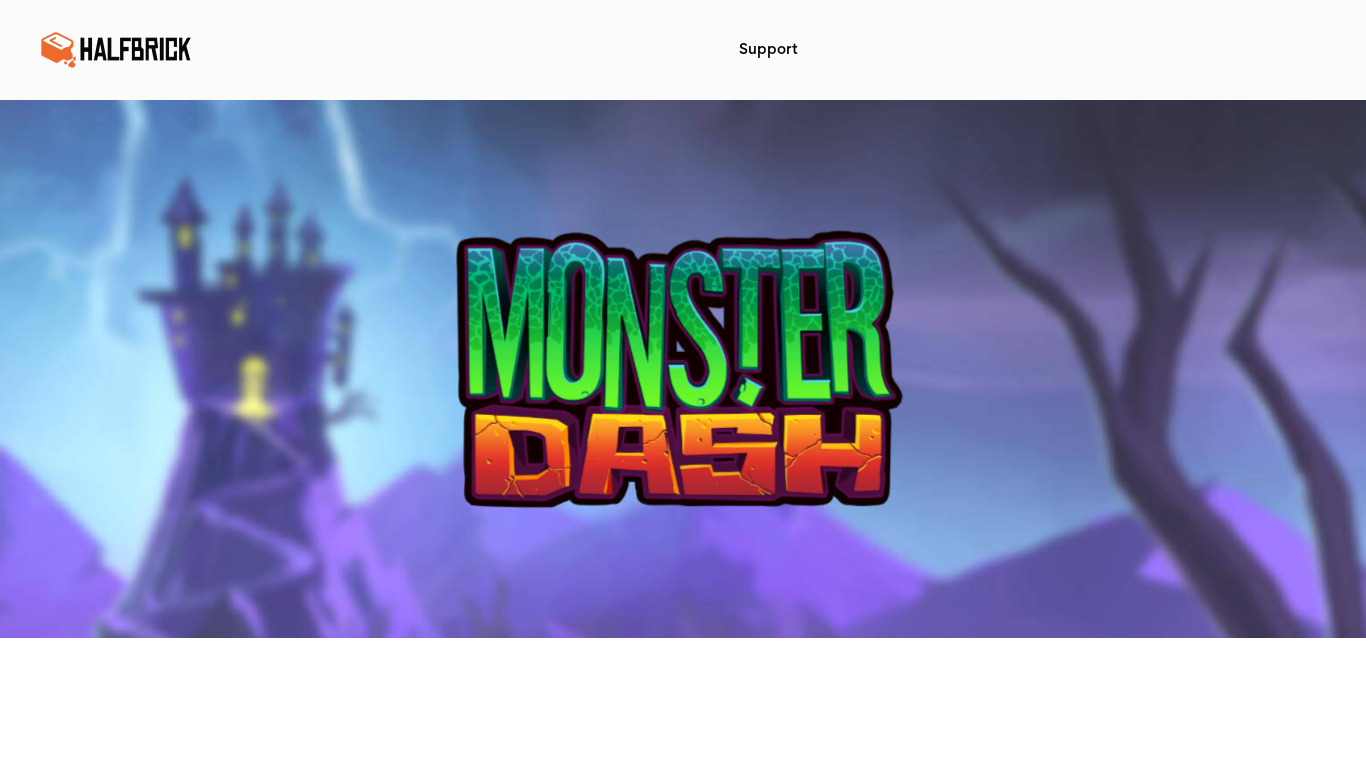 Monster Dash Landing page