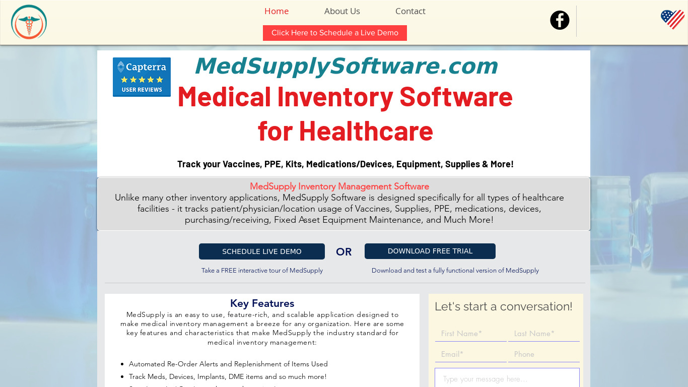 MedSupply Software Landing page