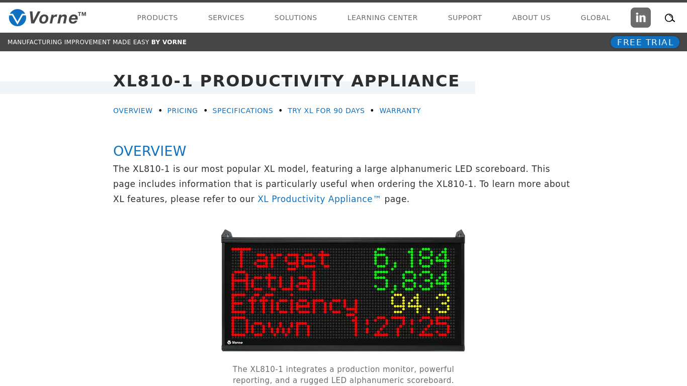 XL Productivity Appliance Landing page
