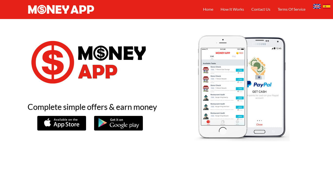 Money App Landing page
