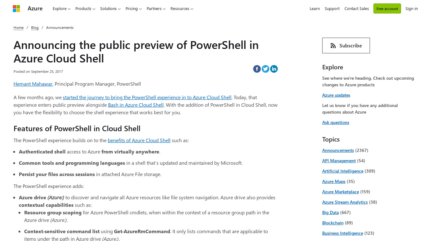 Azure Cloud Shell Landing page