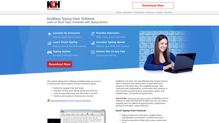 KeyBlaze Typing Tutor Software Landing Page