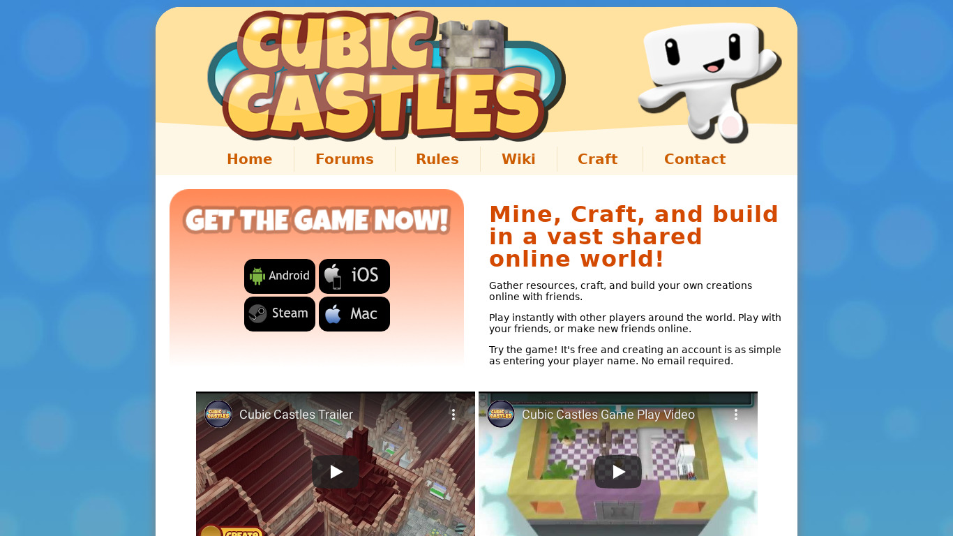 Cubic Castles Landing page