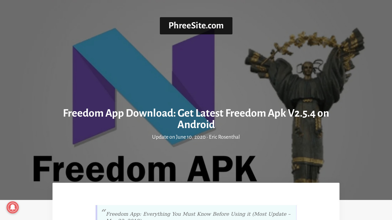 Freedom App Landing page
