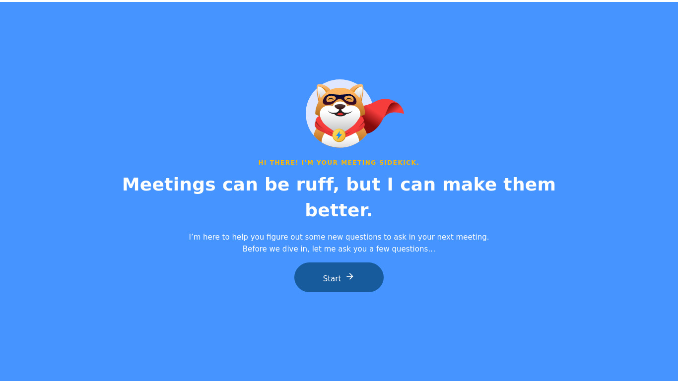 Meeting Question Generator Landing page