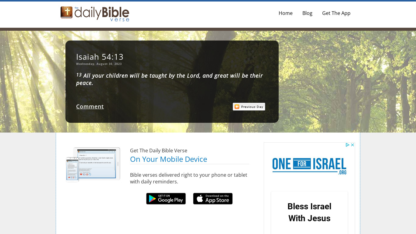 Daily Bible Verse Landing page