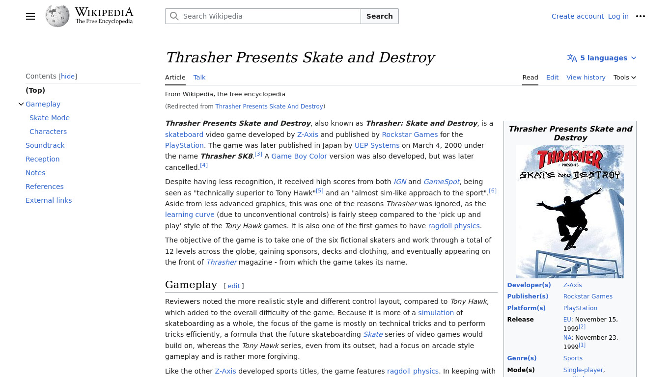Thrasher Presents: Skate and Destroy Landing page