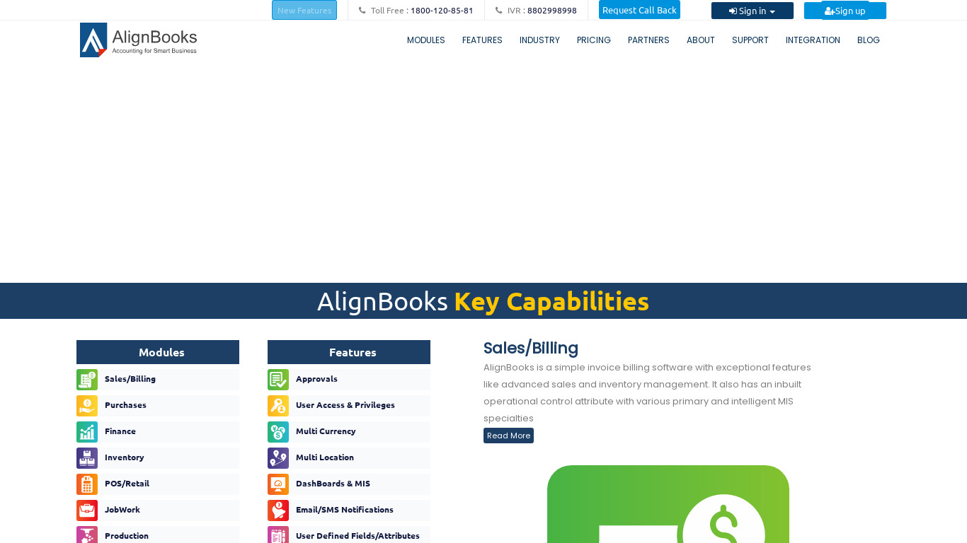 AlignBooks Landing page