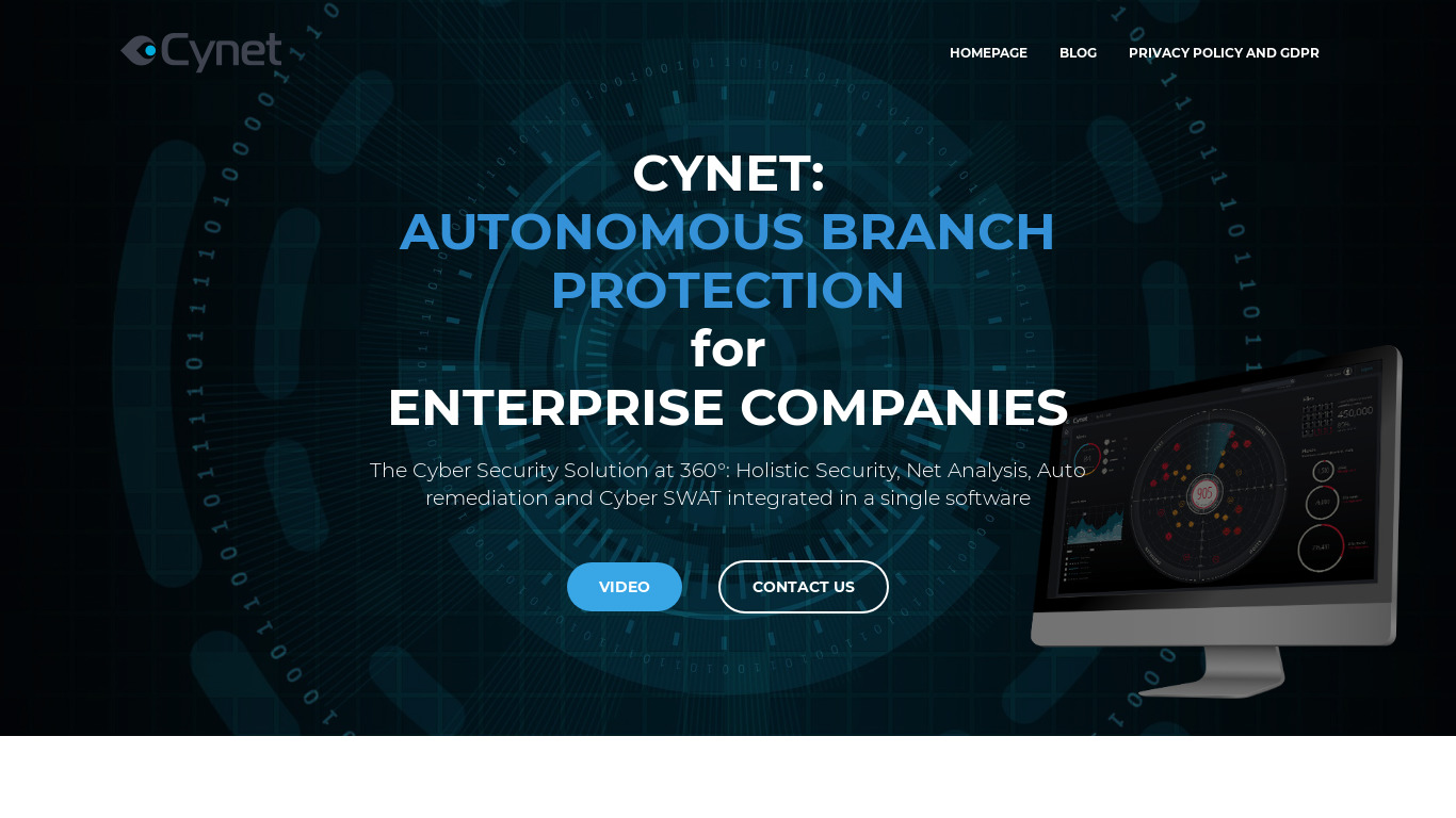 Cynet 360 Landing page