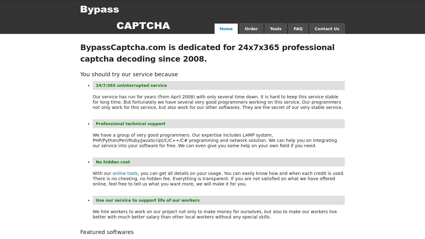 Bypass Captcha Landing page