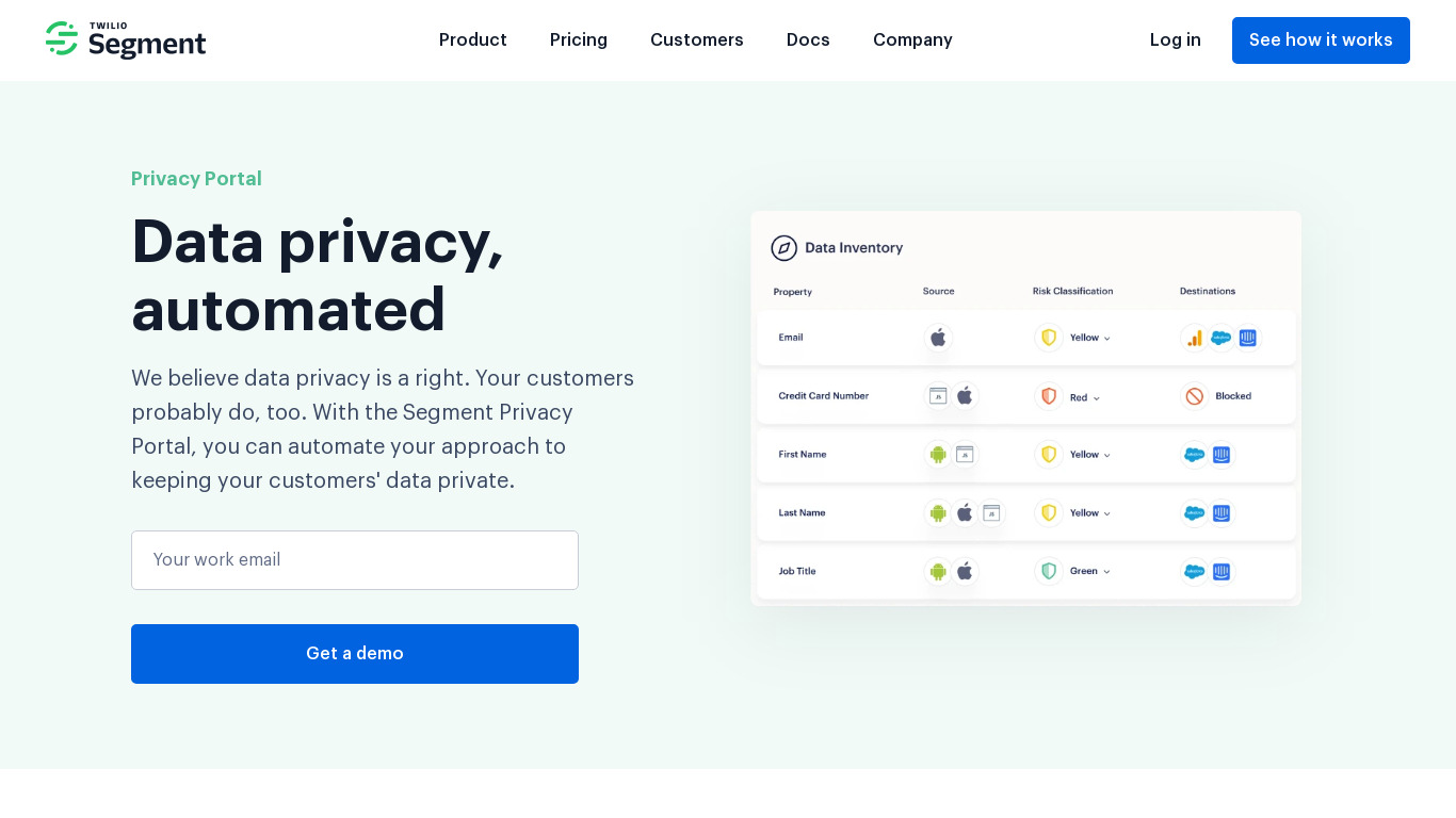 Segment Privacy Portal Landing page