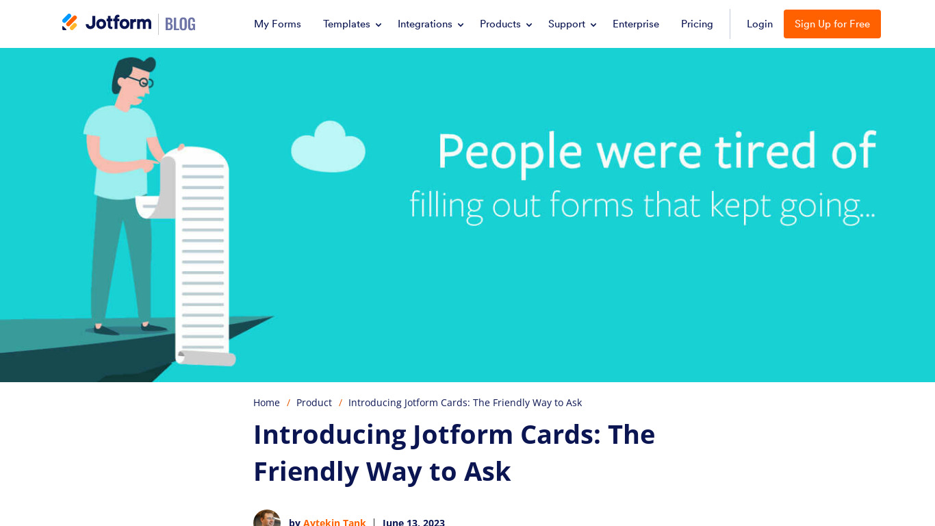 JotForm Cards Landing page
