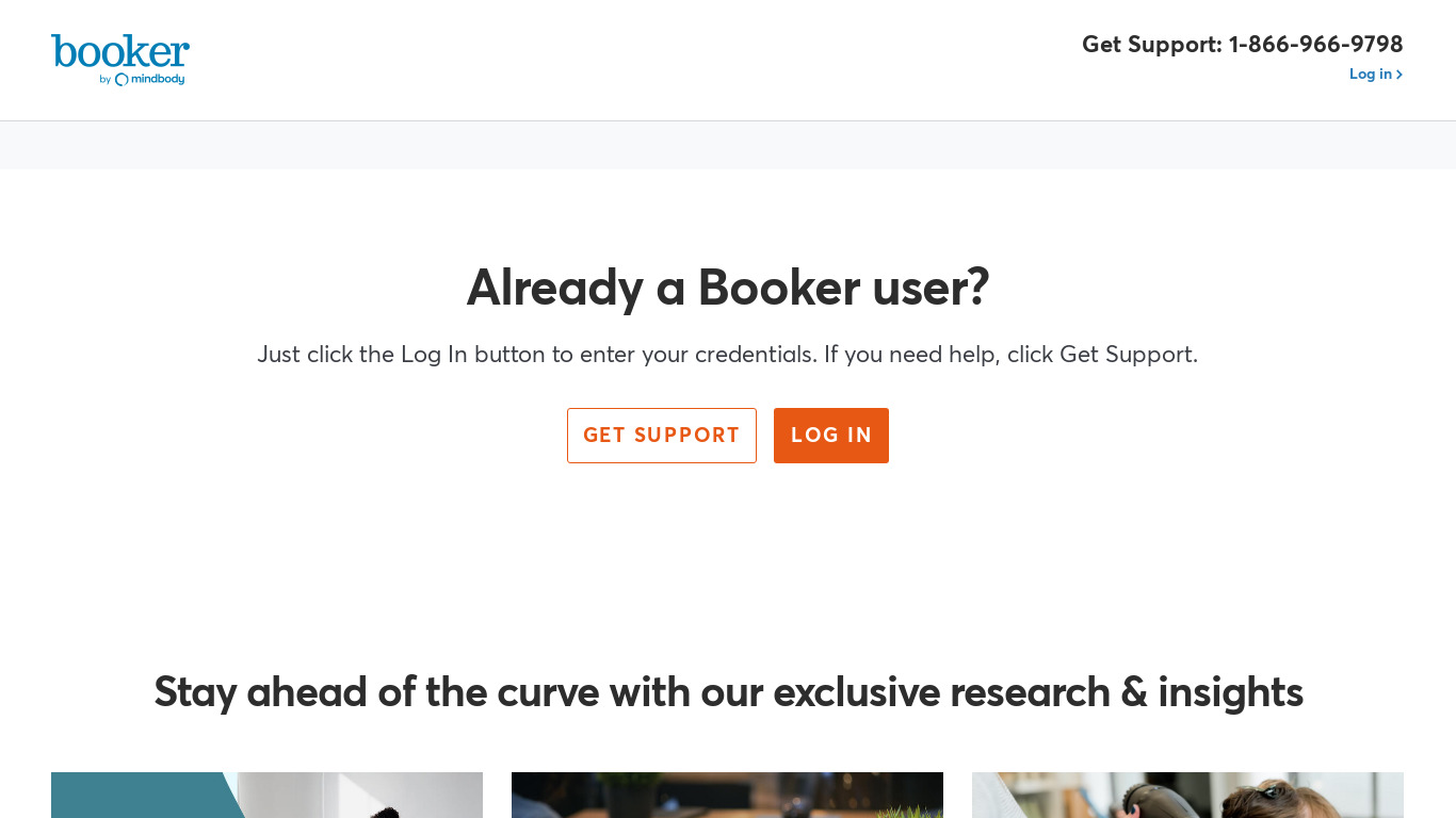 Booker Software Landing page