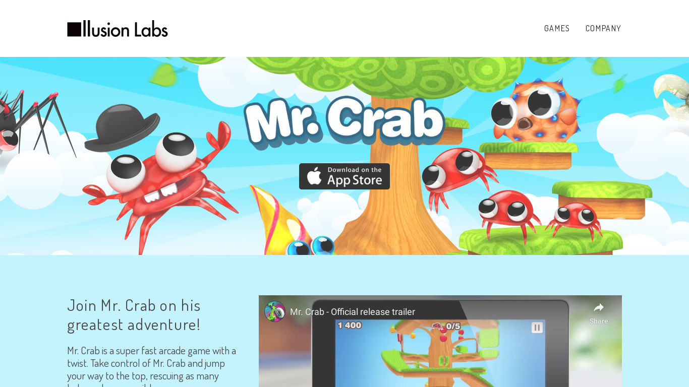 Mr. Crab Landing page