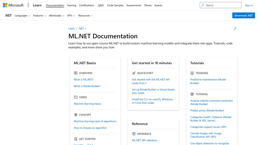 ML.NET Landing Page