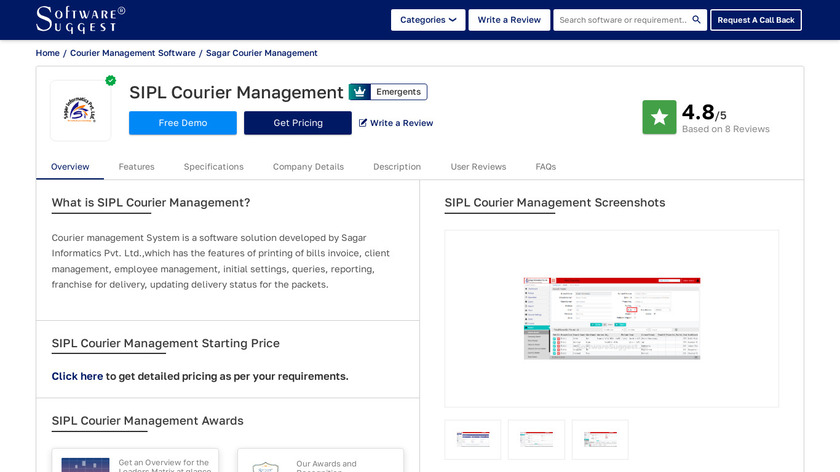 Sagar Courier Management Software Landing Page