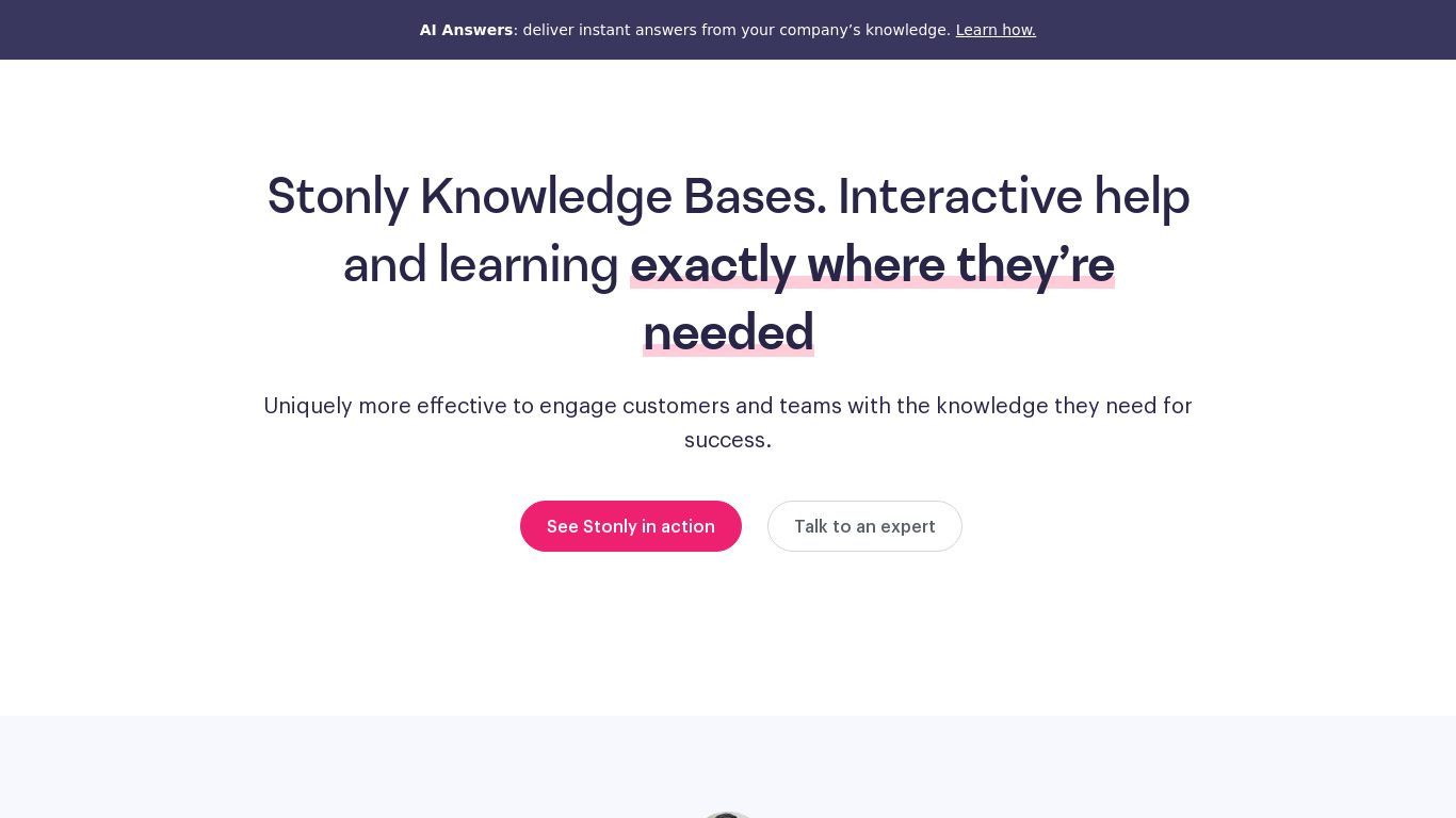 Stonly Knowledge Base Landing page