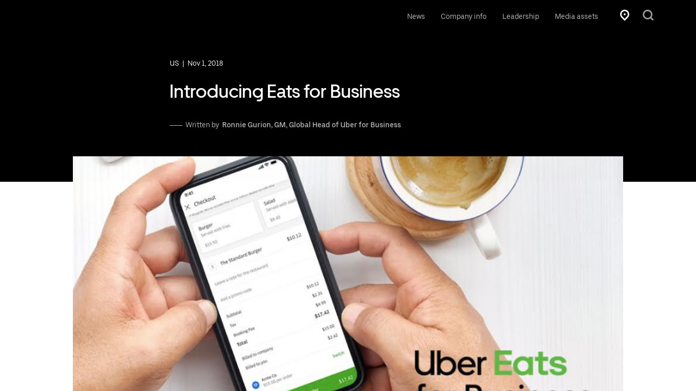 Uber Eats for Business Landing page