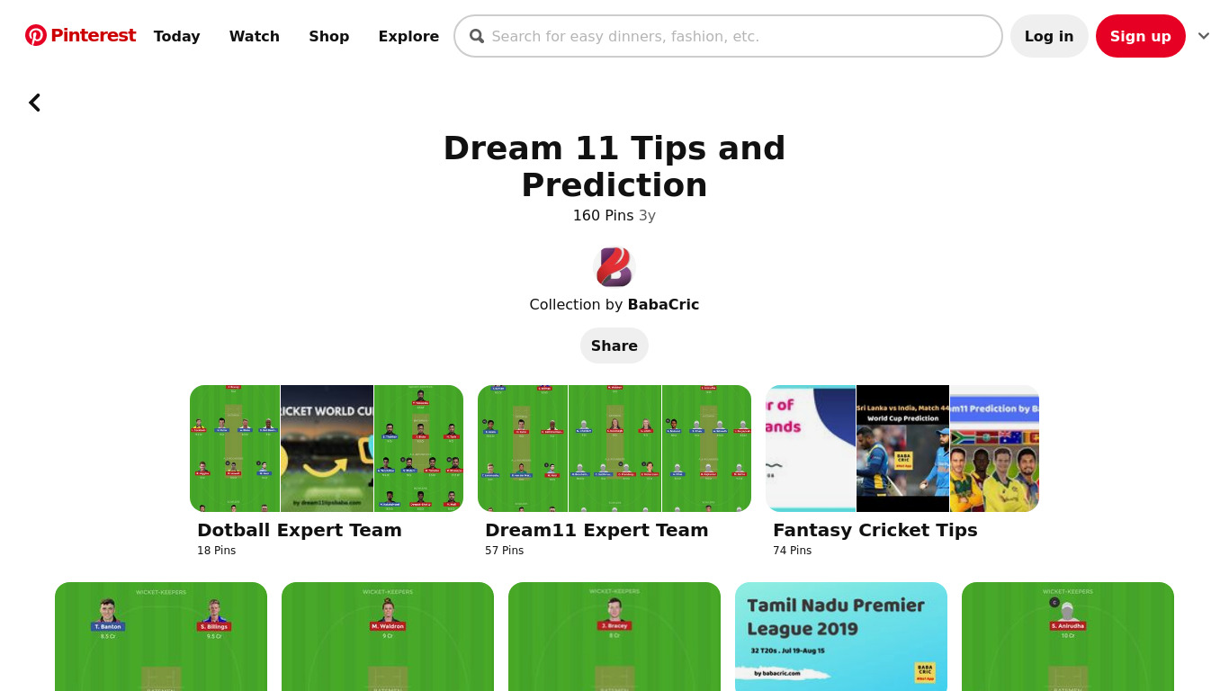 Dream 11 Tips and Predictions Landing page