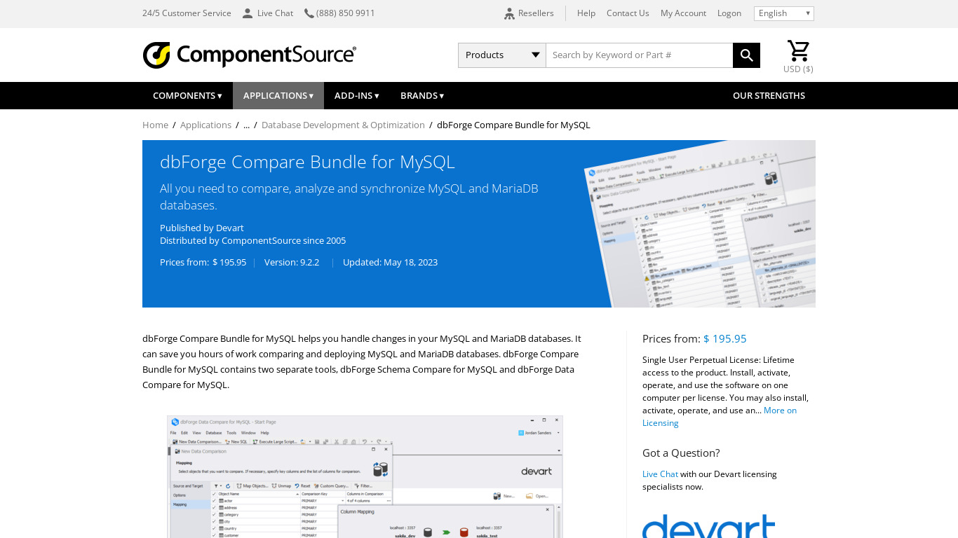 dbForge Compare Bundle for MySQL Landing page