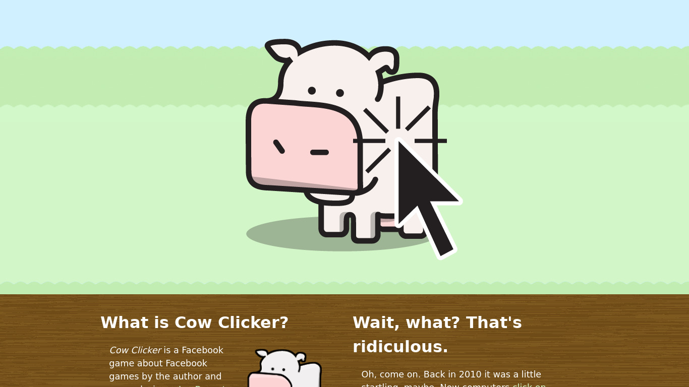 Cow Clicker Landing page