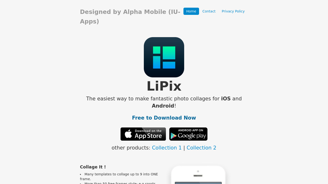 Lipix Landing page