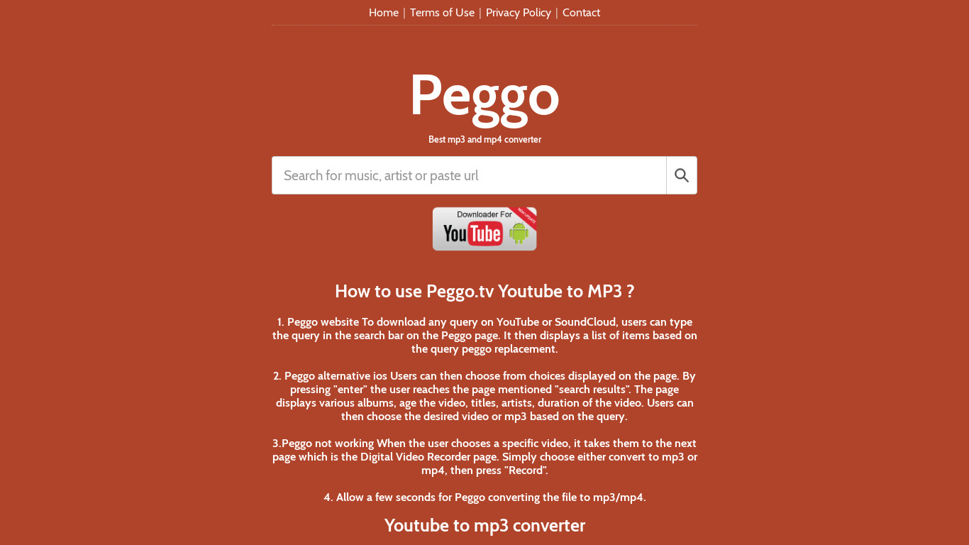 Peggo Landing page