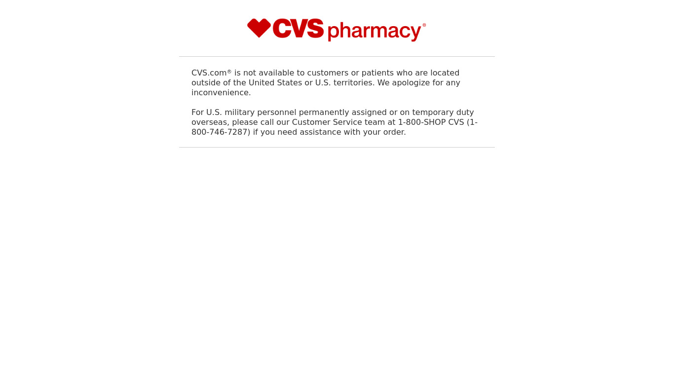 CVS/Pharmacy Landing page