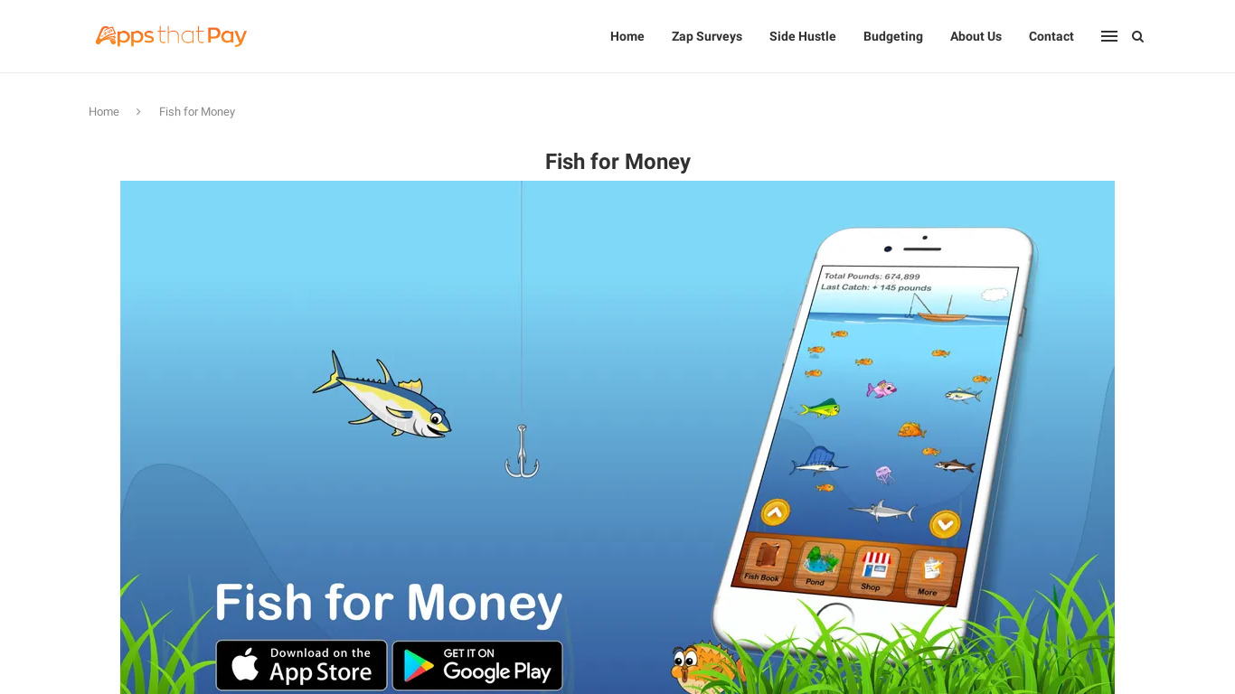 Fish for Money Landing page