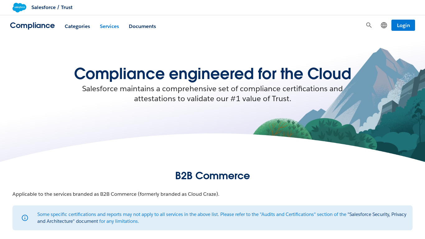 Salesforce B2B Commerce Landing page