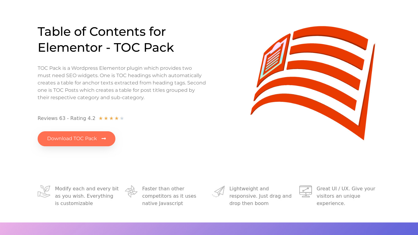 TOC Pack Landing page