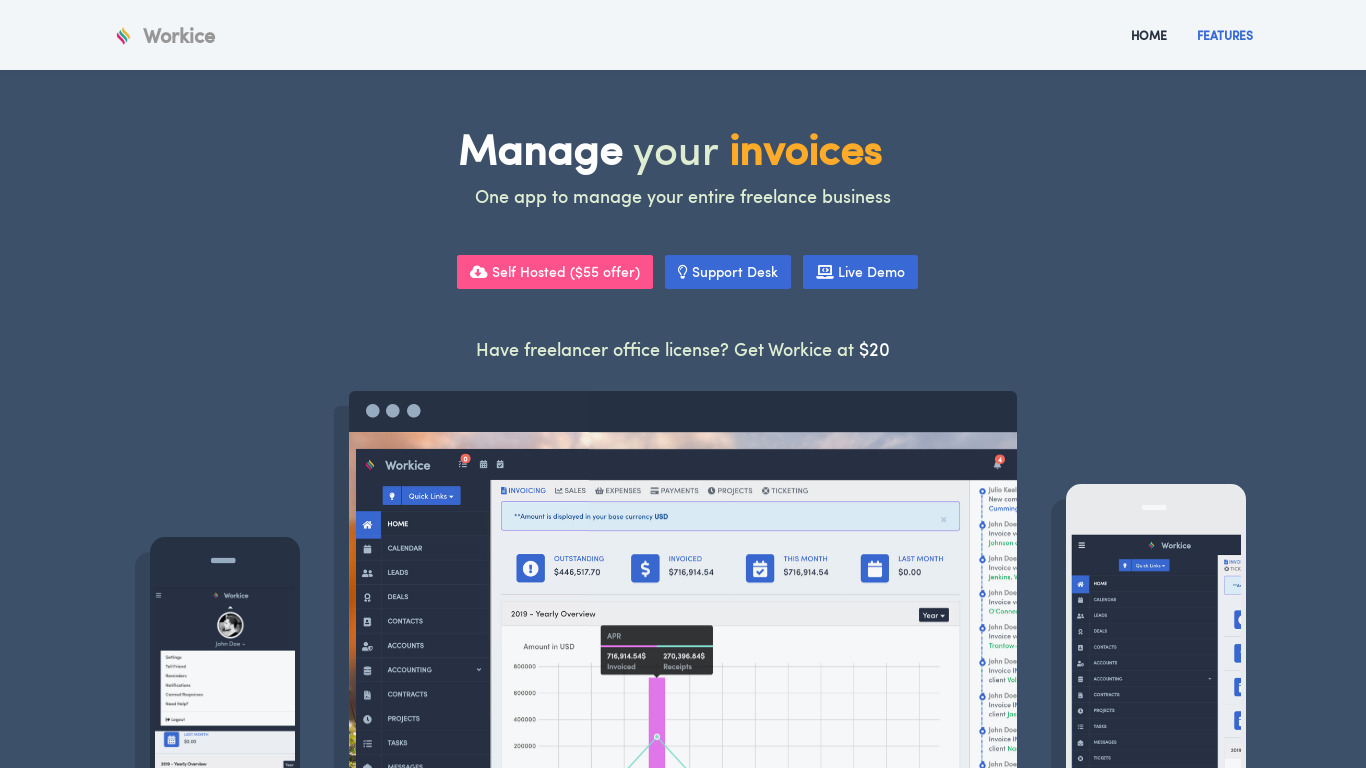 Workice CRM Landing page