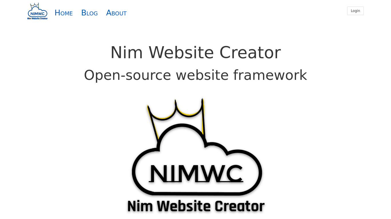 Nim Website Creator (NimWC) Landing page