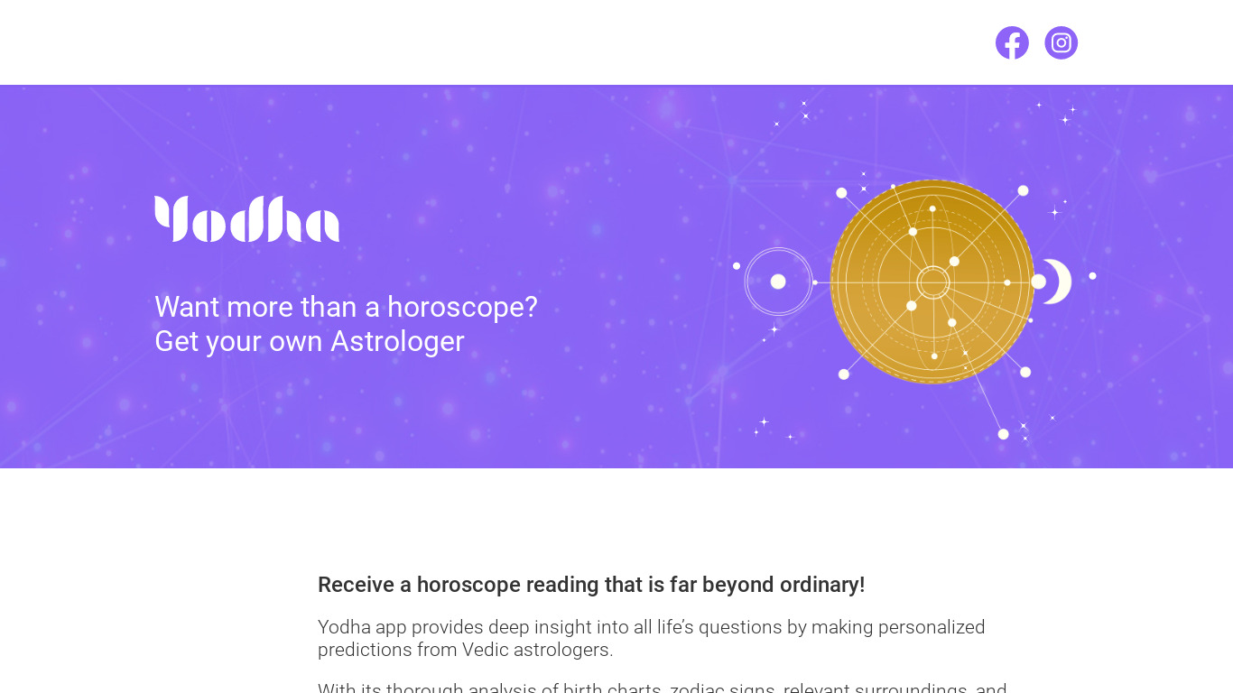 Yodha My Astrology & Horoscope Landing page