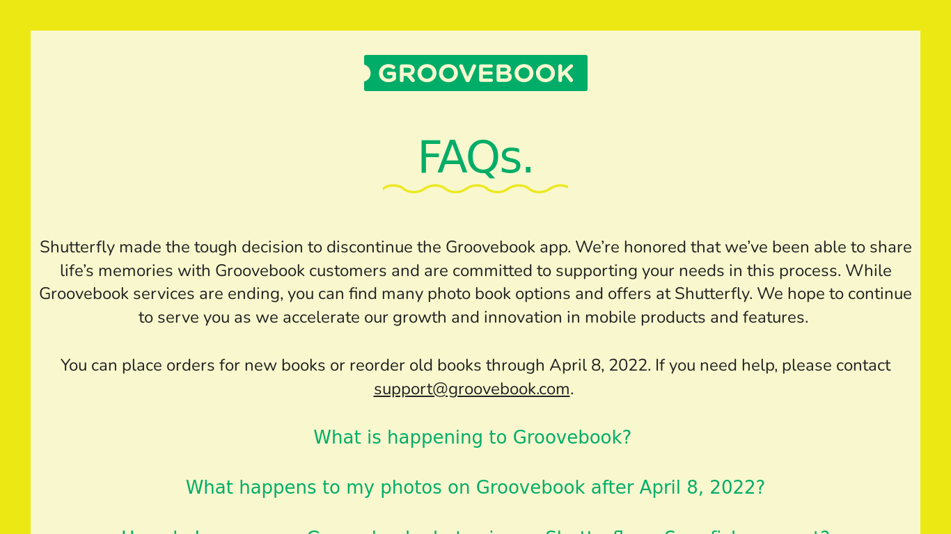 Groovebook Landing page