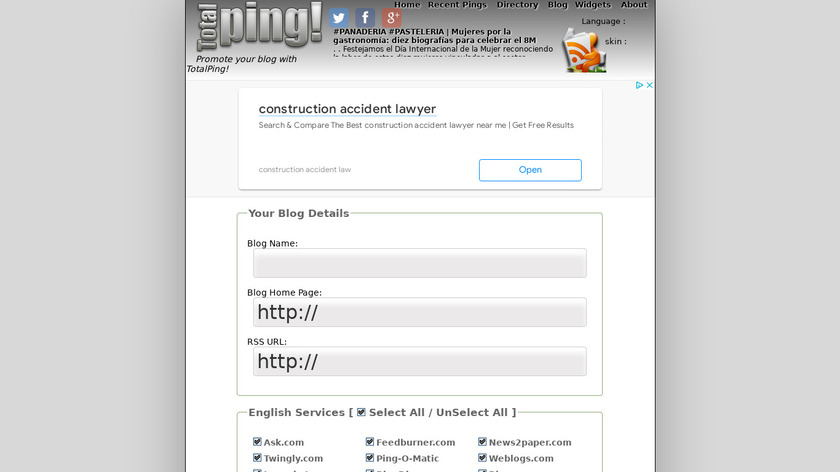 TotalPing! Landing Page