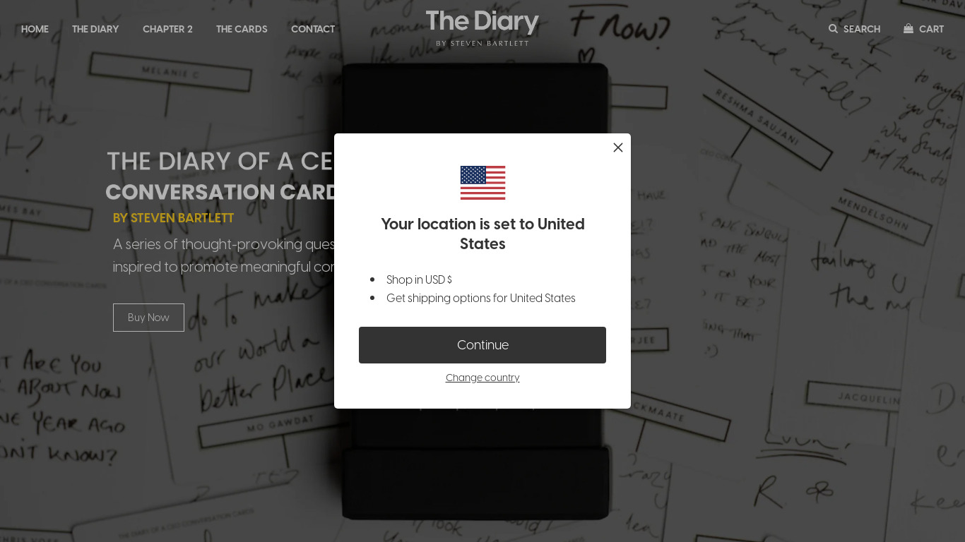 The Diary™ Landing page