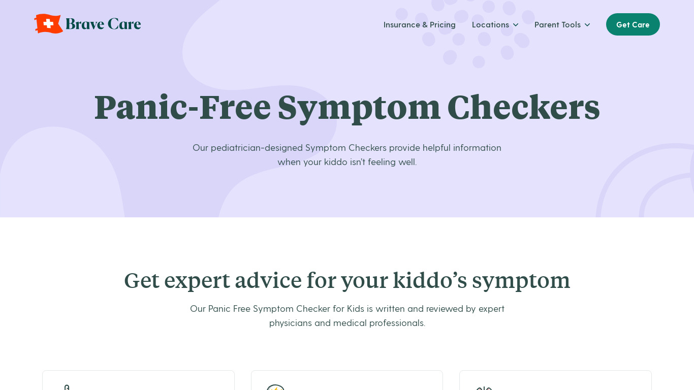 Panic Free Symptom Checker Landing page