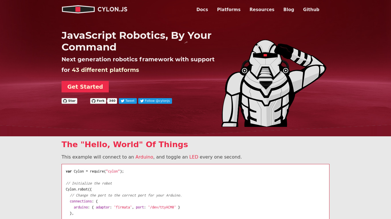 Cylon.js Landing page