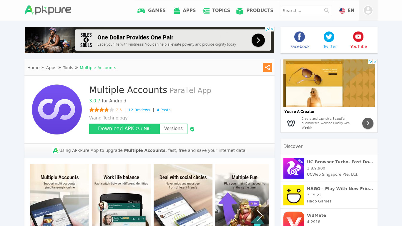 Multiple Accounts Landing page