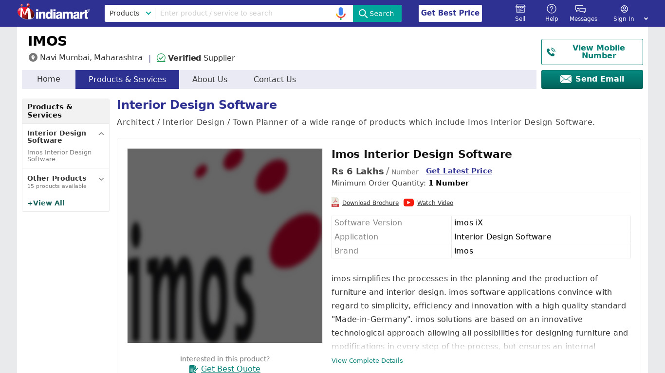 indiamart.com Imos Interior Design Landing page