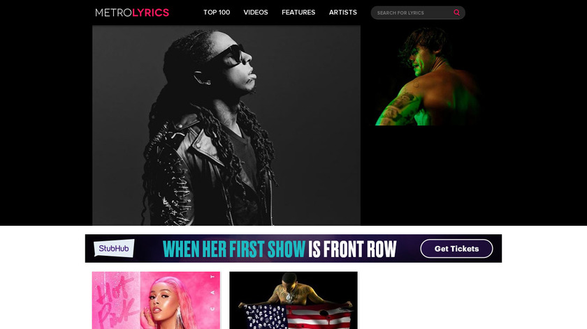 MetroLyrics Landing Page