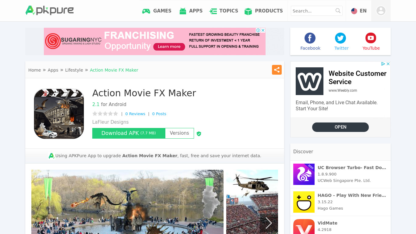 Action Movie FX Maker Landing page