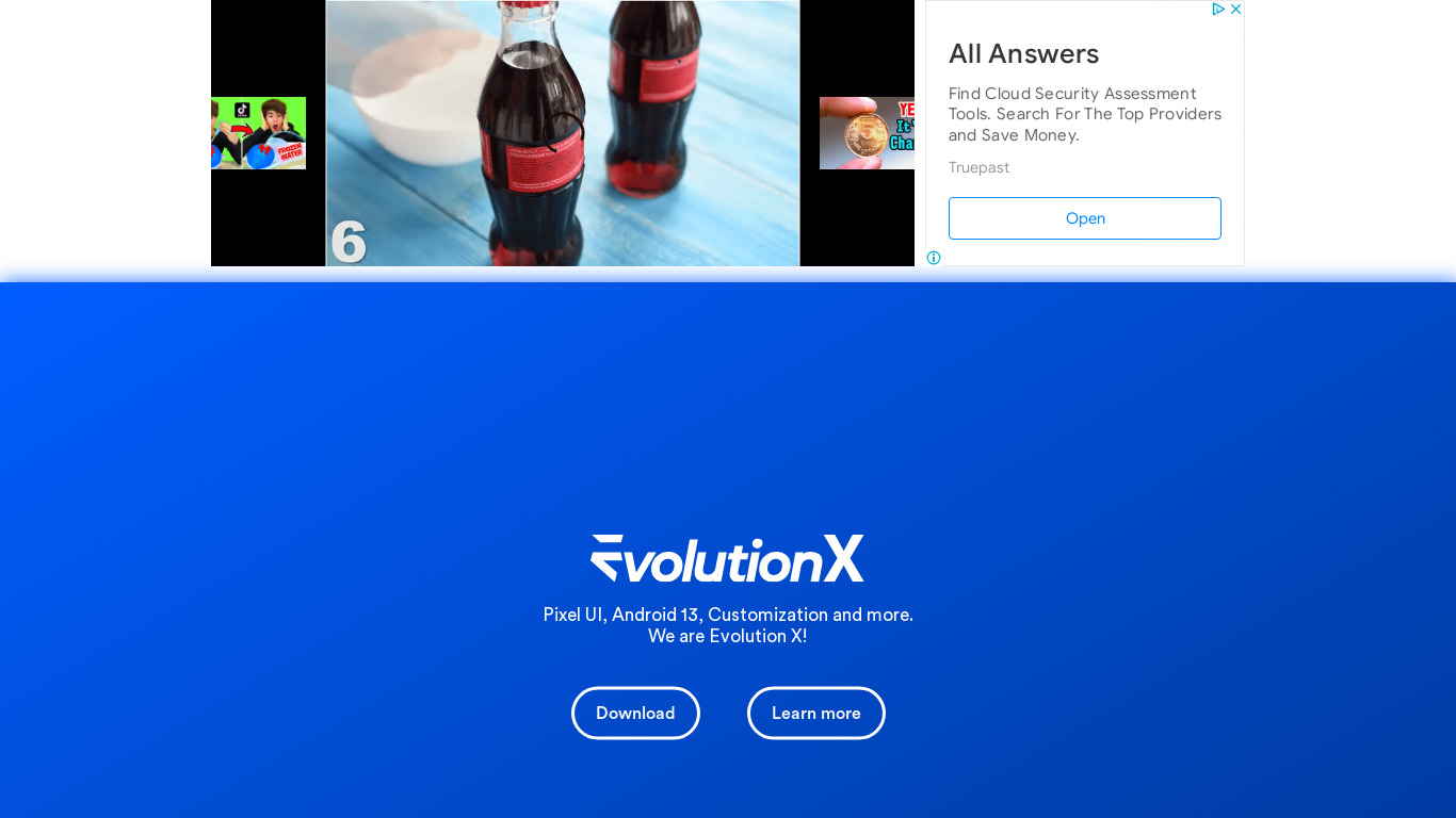 Evolution X Landing page