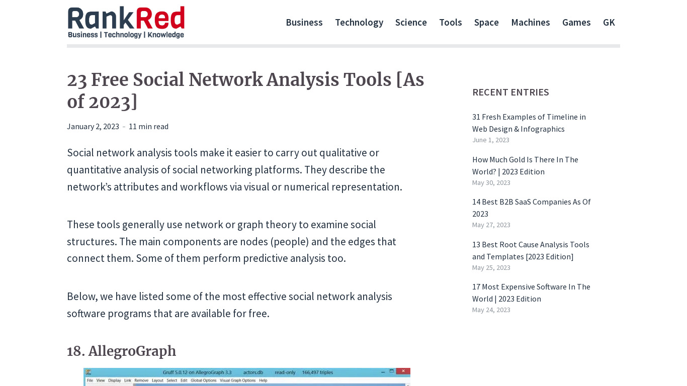 Social Network Analyzer Landing page