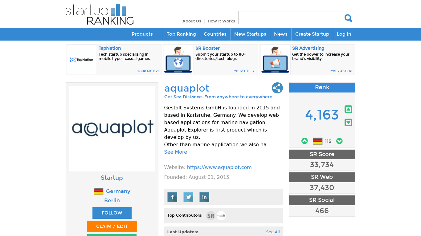 Aquaplot Landing page