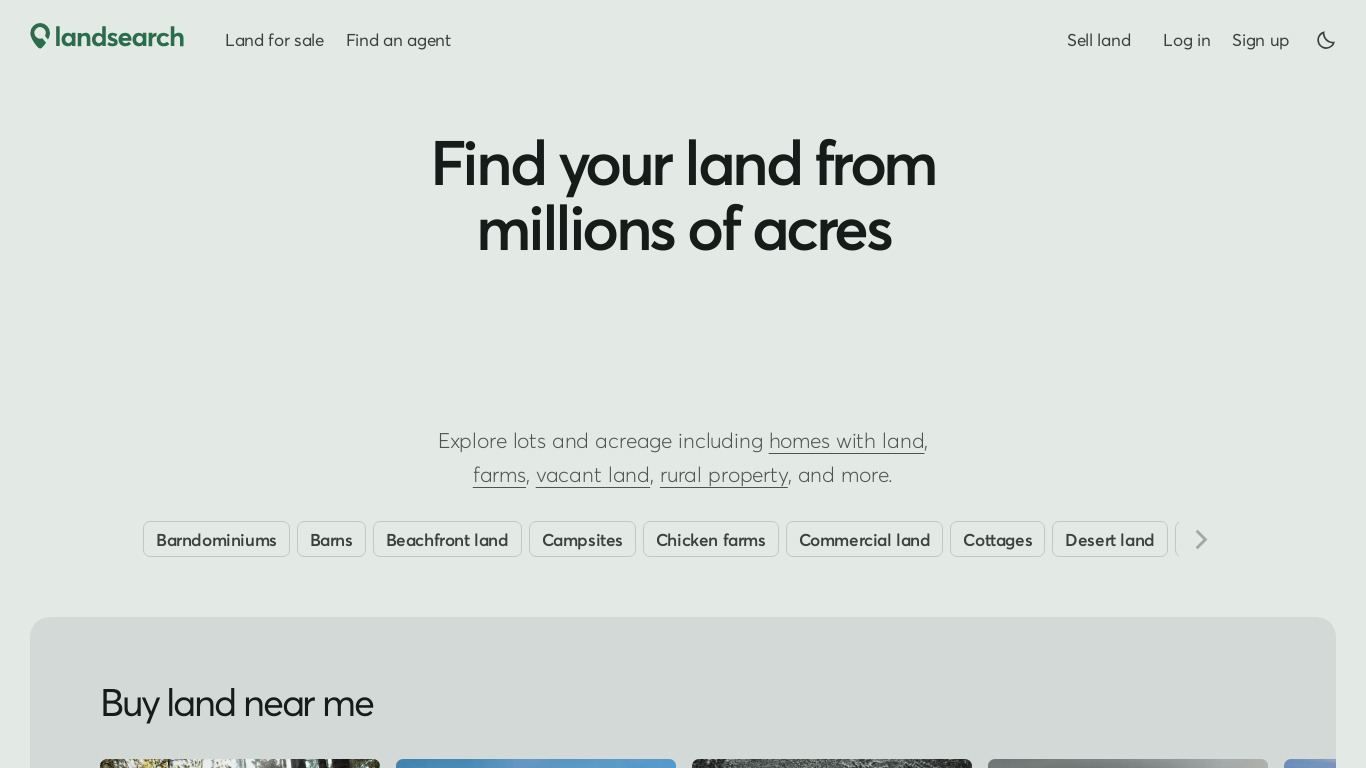 LandSearch Landing page