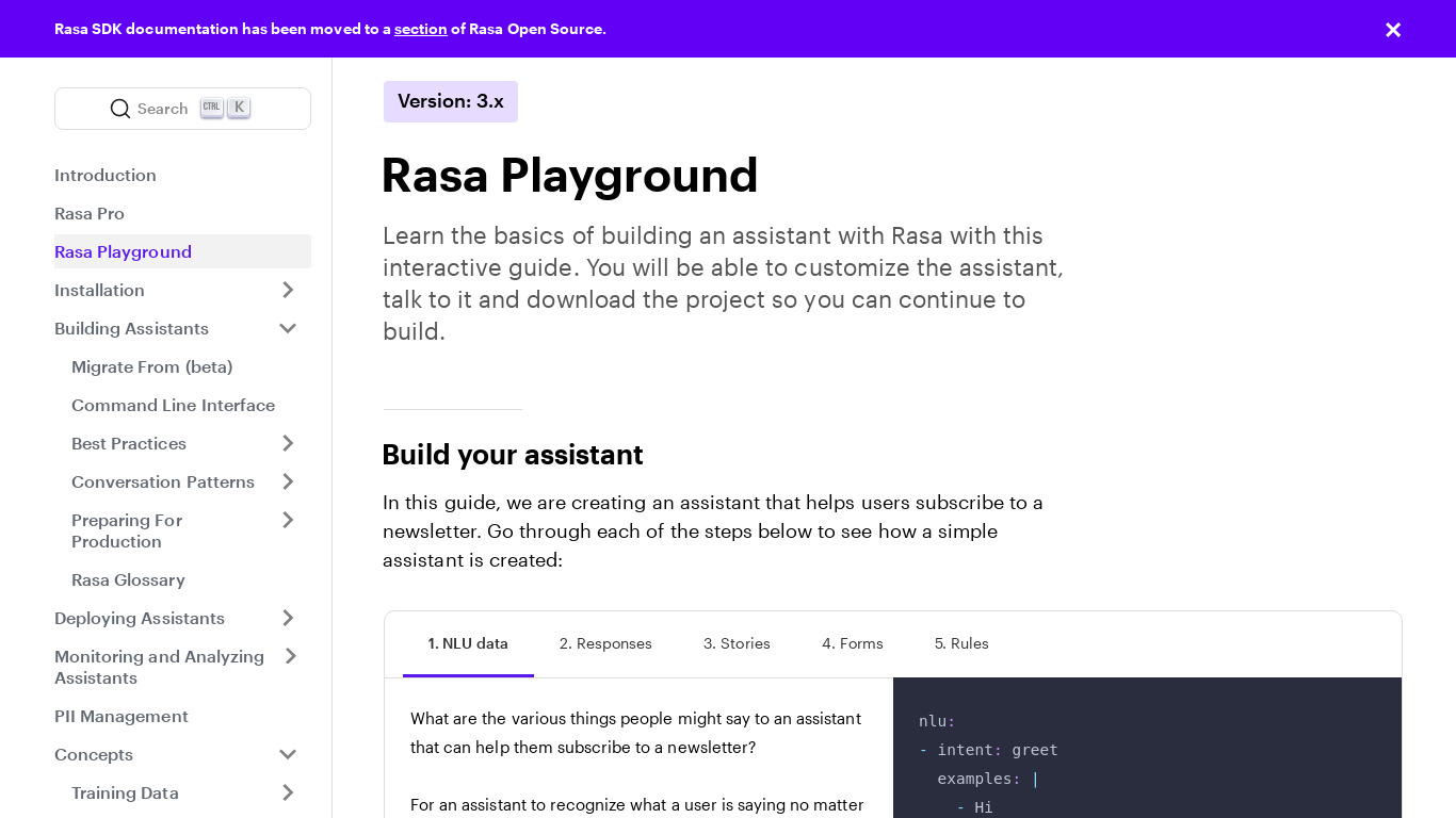 Rasa Core Landing page